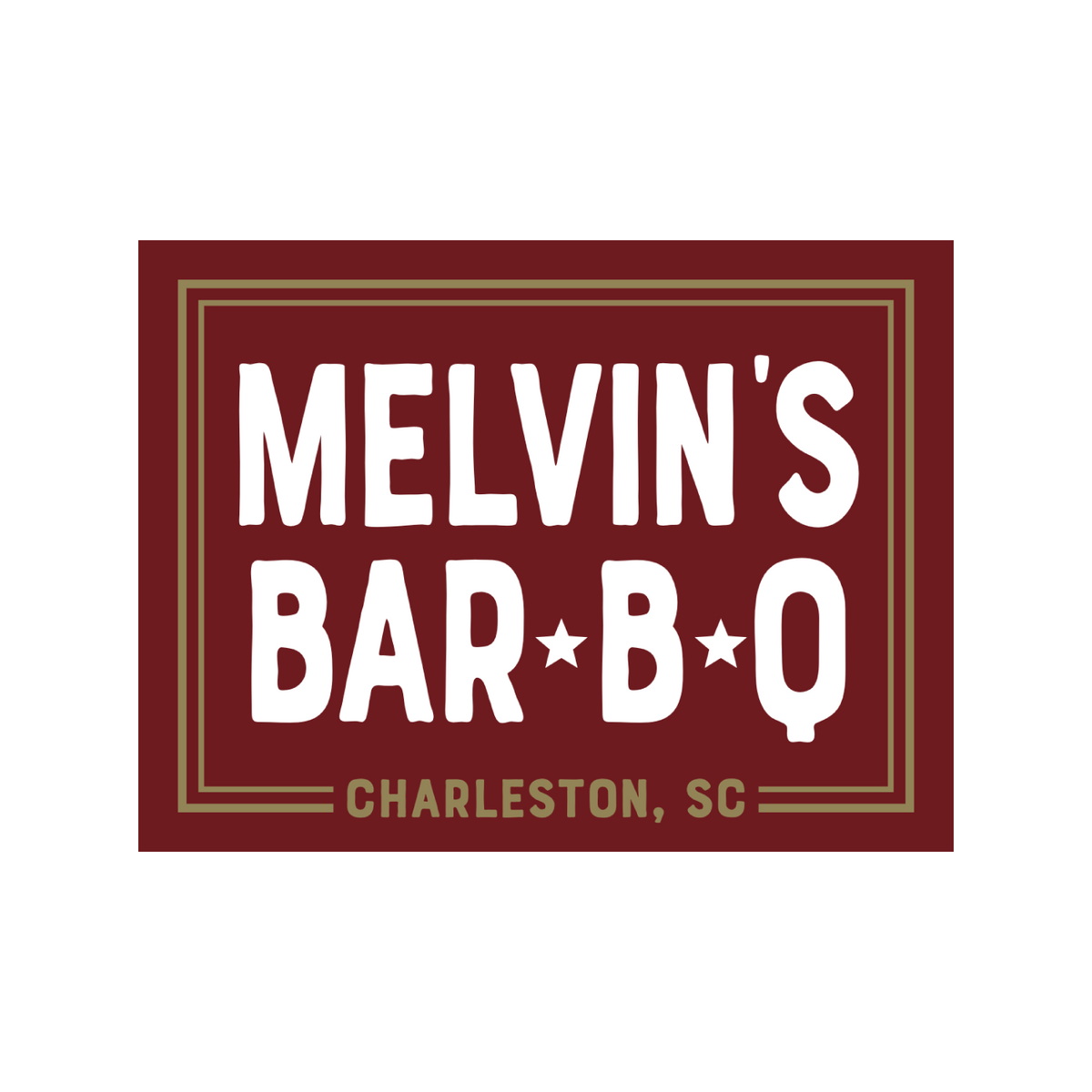 maroon & gold melvin’s bar-b-q sticker