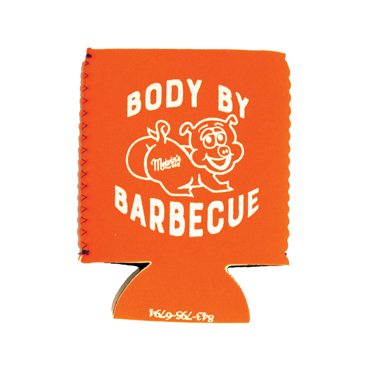 body by bbq orange koozie