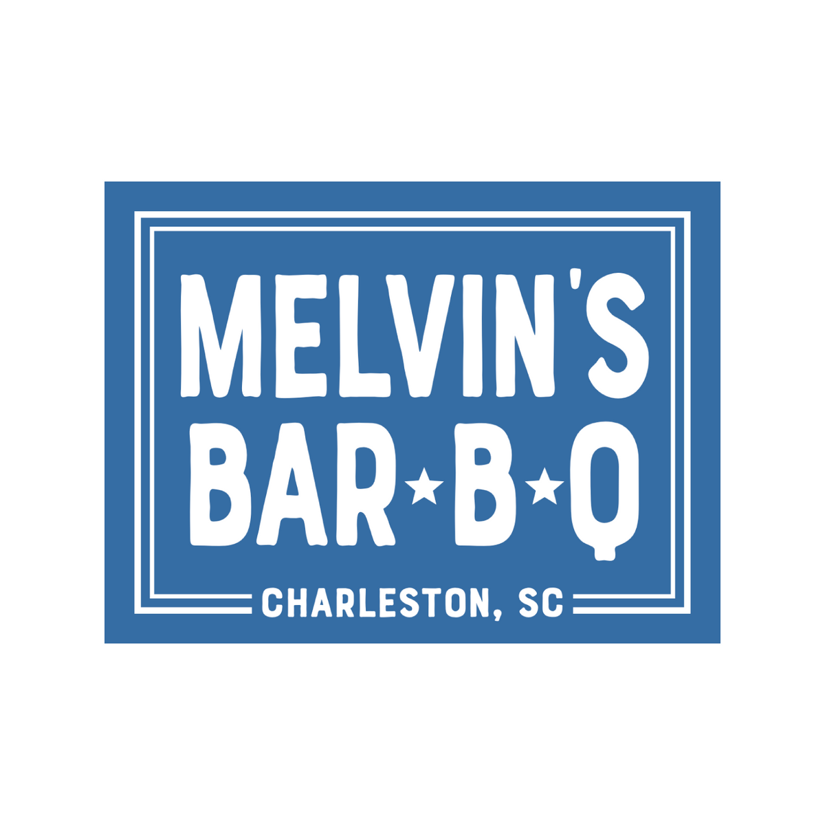 dark blue melvin’s bar-b-q sticker