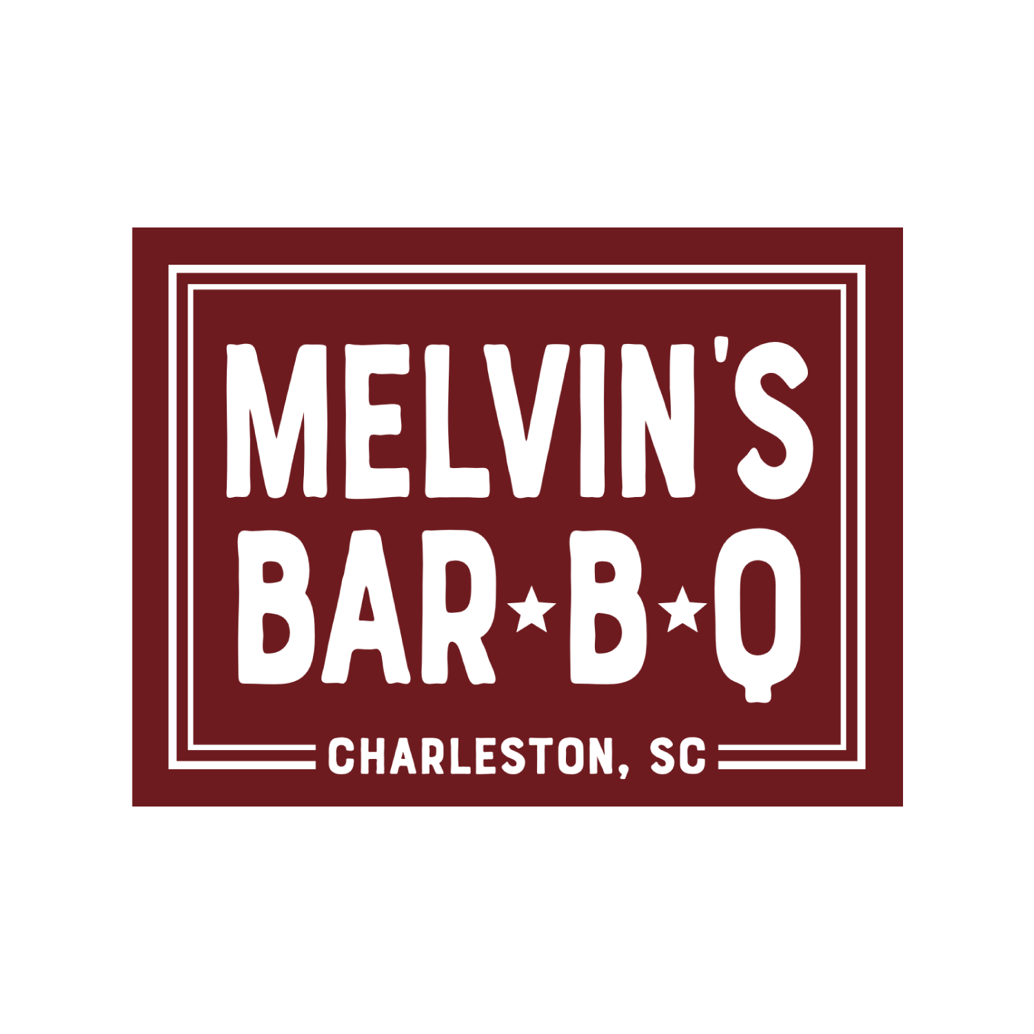 Maroon & White Melvin’s Bar-B-Q Sticker