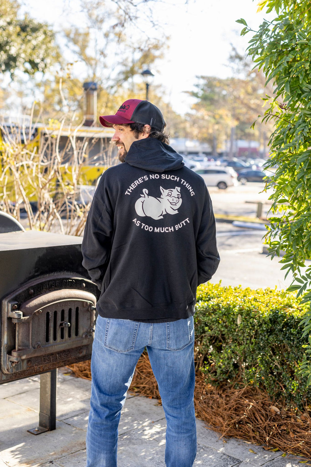 Melvin's BBQ Black Too Much Butt Hoodie