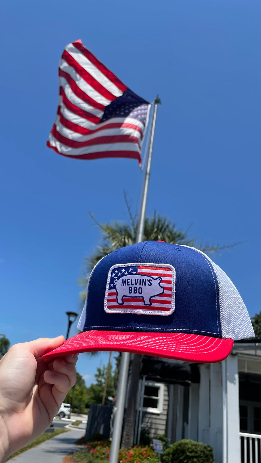Melvin's Pig and American Flag Richardson Patch Hat